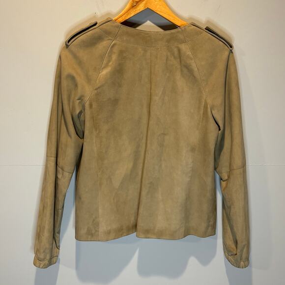 Talbots Tan Goat Suede Zip Front Jacket - size 8 - Picture 4 of 8